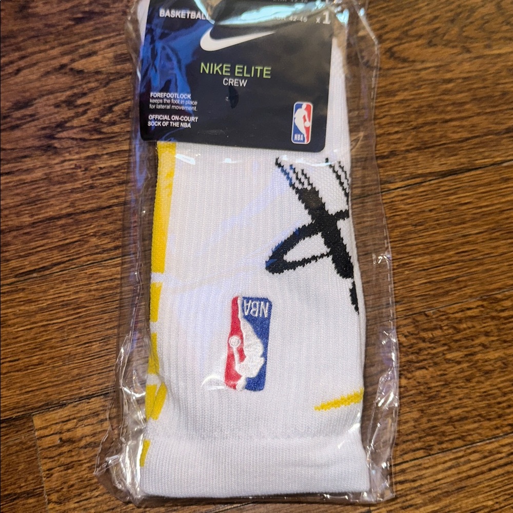 Nike Elite NBA Crew Socks – Pacers White/Yellow/Black – Size Large NEW
